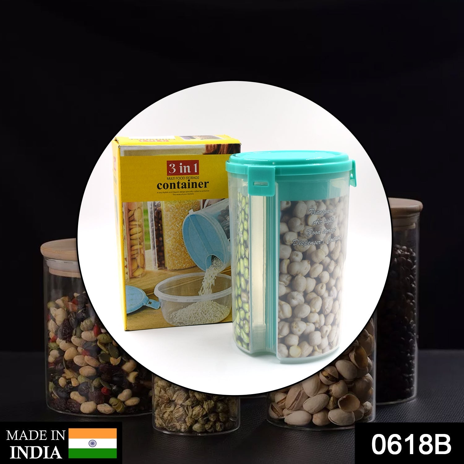 0618B 3 in 1 Transparent Air Tight Storage Dispenser Container (With Color Box) 0618B 3 in 1 Transparent Air Tight Storage Dispenser Container (With Color Box)